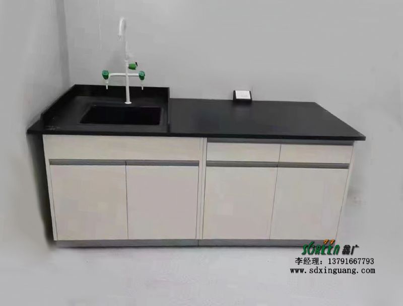 化驗室邊臺 實驗室水槽臺 含水單三聯水咀鋼木洗滌槽水槽